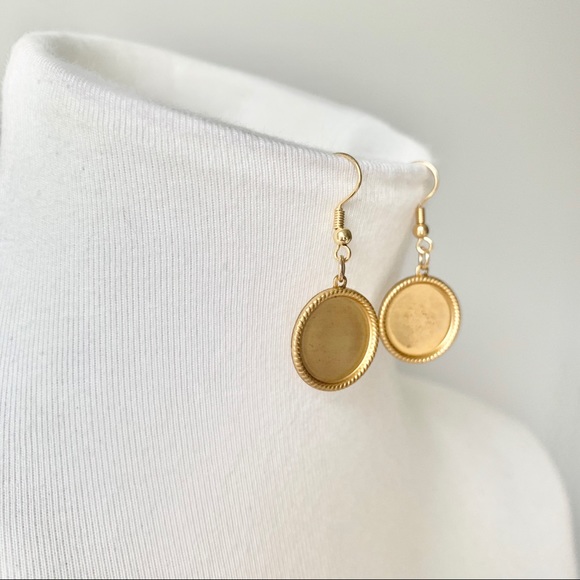 Gold Circle Pendant Earrings - Picture 7 of 11